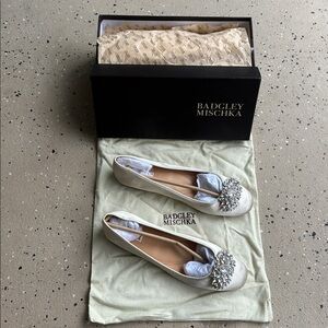 Badgley Mischka Silver Embellished Flats